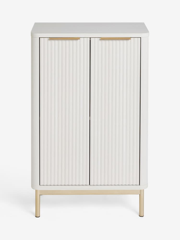 White Emilie Ribbed Space Saving Small Sideboard - Image 2 of 5
