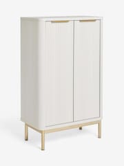 White Emilie Ribbed Space Saving Small Sideboard - Image 3 of 5