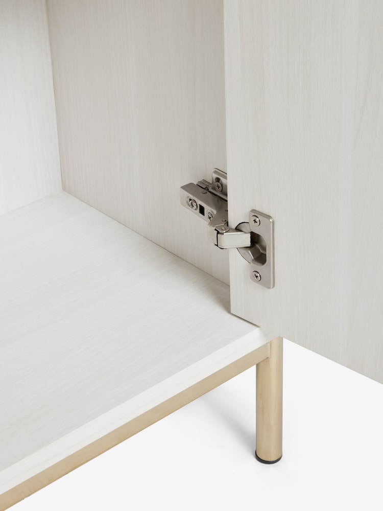 White Emilie Ribbed Space Saving Small Sideboard - Image 5 of 5