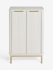 White Emilie Ribbed Space Saving Small Sideboard - Image 6 of 9