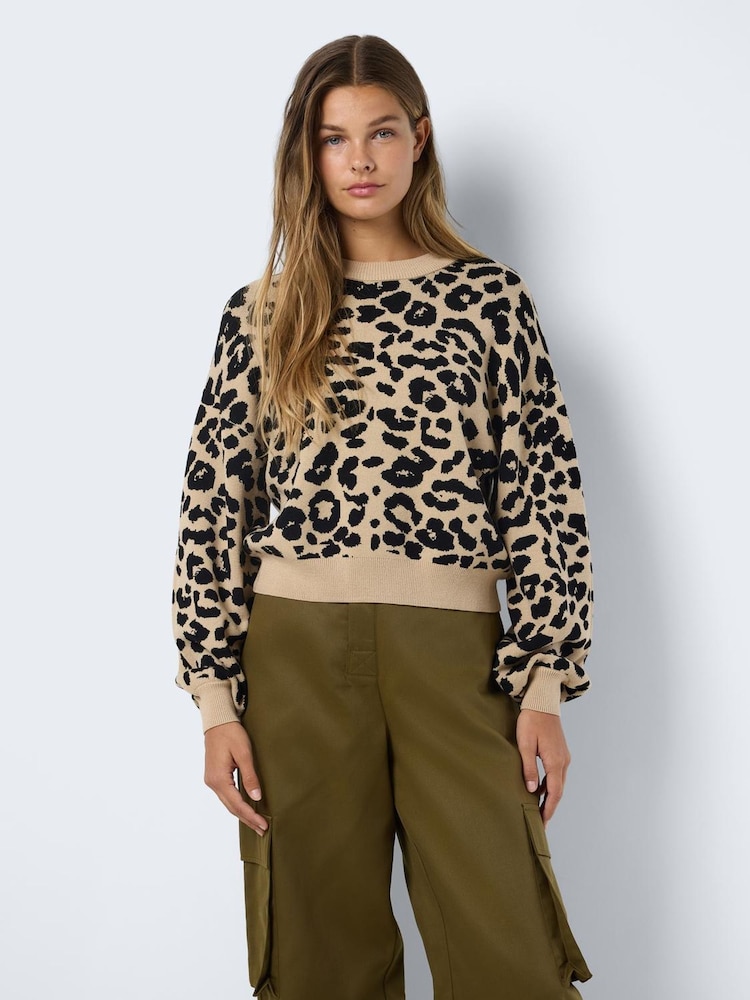 NOISY MAY Long Sleeve Leopard Knitted Jumper - صورة 1 من 4
