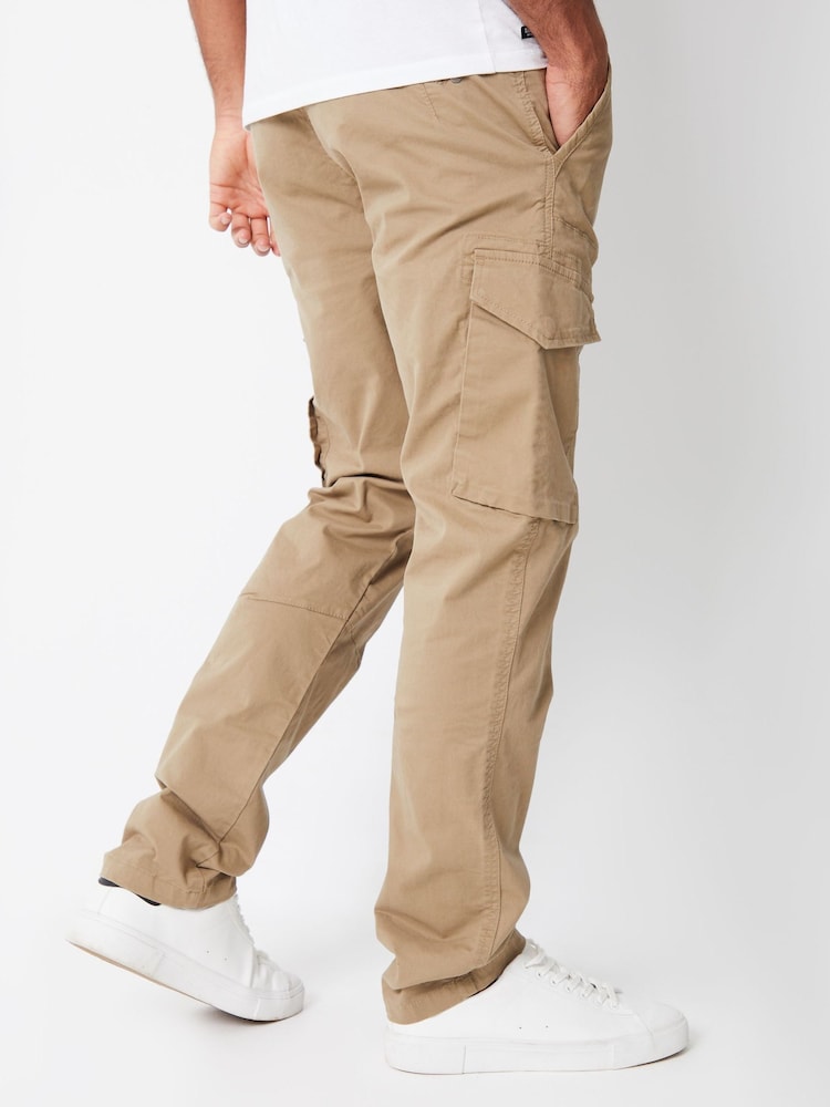 Threadbare Brown Cotton Cargo Trousers With Stretch - Image 2 of 4 Threadbare Brown Cotton Cargo Trousers With Stretch - Image 2 of 4