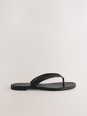 Black Leather Extra Wide Fit Forever Comfort® Square Toe Thong Sandals - Image 2 of 5