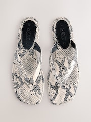 Snake Leather Extra Wide Fit Forever Comfort® Square Toe Thong Sandals - Image 1 of 8