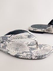 Snake Leather Extra Wide Fit Forever Comfort® Square Toe Thong Sandals - Image 6 of 8