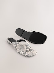 Snake Leather Extra Wide Fit Forever Comfort® Square Toe Thong Sandals - Image 8 of 8