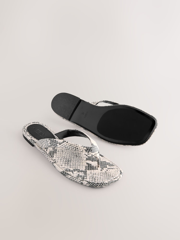 Snake Leather Extra Wide Fit Forever Comfort® Square Toe Thong Sandals - Image 8 of 8