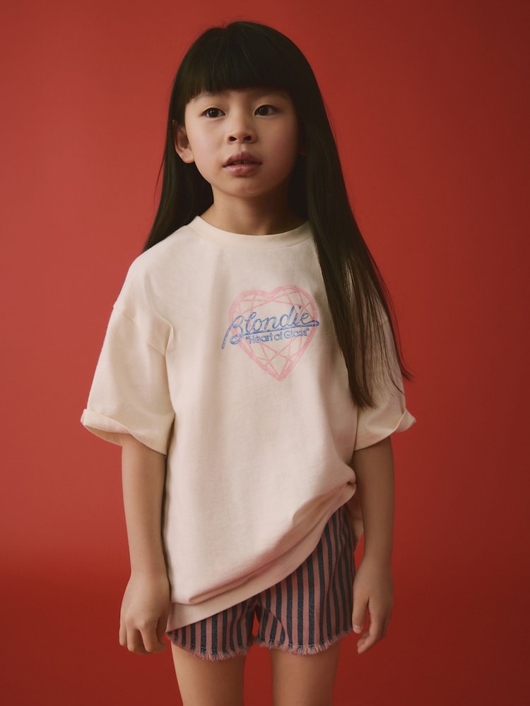 Ecru White Blondie Oversized Band License 100% Cotton T-Shirt (3-16yrs) - Image 2 of 7