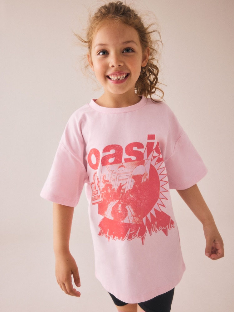 Pink - Oversized Oasis License Band T-Shirt (3-16yrs) - Bild 1 von 4