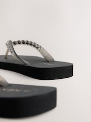 Black Jewelled Beach Flip Flops - Image 7 of 8