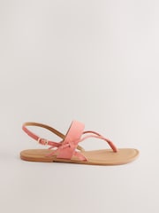 Coral Pink Leather Standard/Wide Fit Forever Comfort® Plaited Toe Tong Sandals - Image 7 of 9