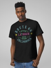 All + Every Black Route 66 LA Beach Wear Mens 100% Cotton T-Shirt - Image 1 of 4