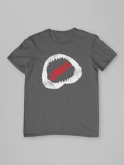 All + Every Grey Jaws Bite Red Text Mens 100% Cotton T-Shirt - Image 3 of 4