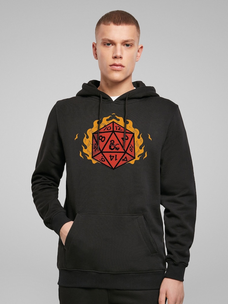All + Every Black Dungeons & Dragons Fire Dice Mens Hooded Sweatshirt - Image 2 of 4