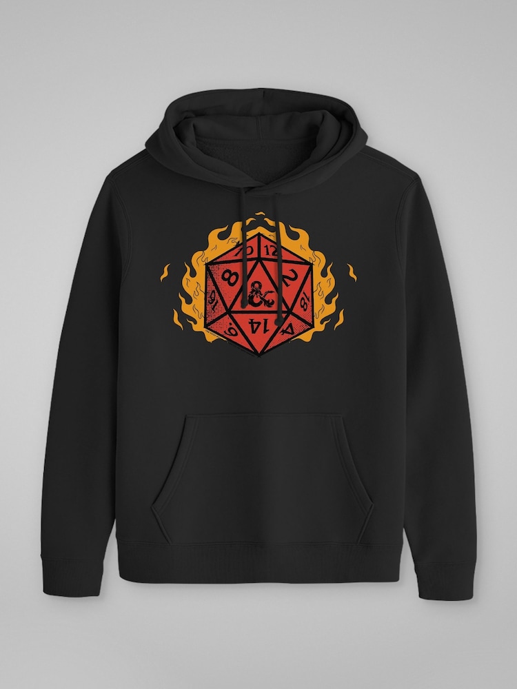 All + Every Black Dungeons & Dragons Fire Dice Mens Hooded Sweatshirt - Image 3 of 4