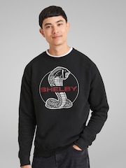 All + Every Black Shelby Red Text Cobra Logo Men's Sweatshirt - Image 1 of 4