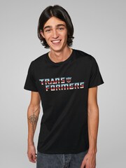 All + Every Black Transformers Classic Logo Mens 100% Cotton T-Shirt - Image 2 of 4