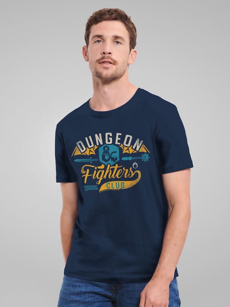 All + Every Blue Dungeons & Dragons Fighters Club Mens 100% Cotton T-Shirt - Image 1 of 4