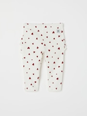 Polarn O. Pyret White Organic Cotton Blend Ruffled Heart Print Leggings - Image 2 of 4