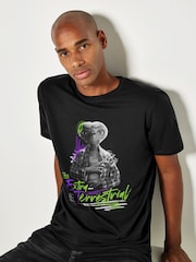 All + Every Black E.T. The Extra Terrestrial Retro Signature Mens 100% Cotton T-Shirt - Image 2 of 4