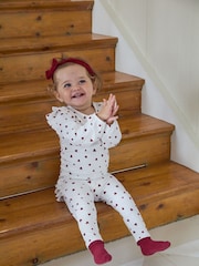 Polarn O Pyret White Organic Cotton Heart Print Bodysuit - Image 1 of 8