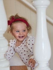 Polarn O Pyret White Organic Cotton Heart Print Bodysuit - Image 2 of 8