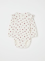 Polarn O Pyret White Organic Cotton Heart Print Bodysuit - Image 3 of 8
