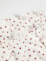 Polarn O Pyret White Organic Cotton Heart Print Bodysuit - Image 4 of 8