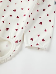 Polarn O Pyret White Organic Cotton Heart Print Bodysuit - Image 6 of 8