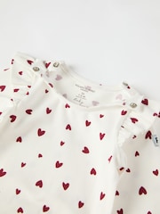 Polarn O Pyret White Organic Cotton Heart Print Bodysuit - Image 8 of 8