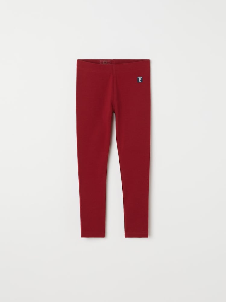 Polarn O Pyret Red Organic Cotton Plain Leggings - Image 1 of 3