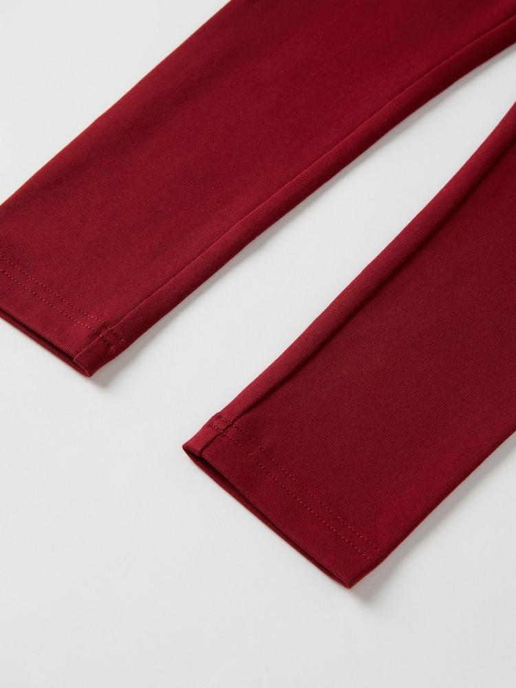 Polarn O Pyret Red Organic Cotton Plain Leggings - Image 2 of 3
