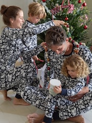 Polarn O Pyret Blue Organic Cotton Christmas Forest Sleepsuit - Image 1 of 1