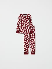 Polarn O Pyret Red Hearts Red Organic Cotton Valentines Heart Pyjamas - Image 1 of 6
