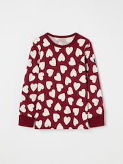 Polarn O Pyret Red Hearts Red Organic Cotton Valentines Heart Pyjamas - Image 2 of 6