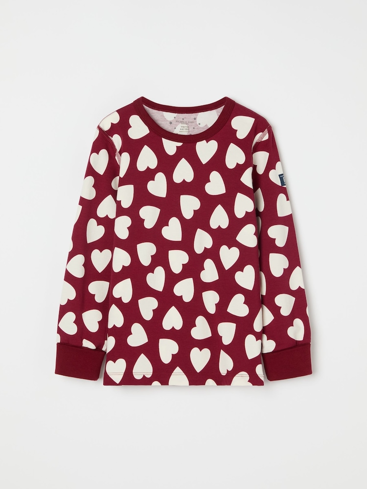 Polarn O Pyret Red Hearts Red Organic Cotton Valentines Heart Pyjamas - Image 2 of 6