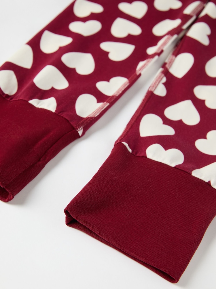 Polarn O Pyret Red Hearts Red Organic Cotton Valentines Heart Pyjamas - Image 6 of 6