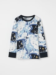 Polarn O Pyret Blue Chrome Organic Cotton Christmas Pyjamas - Image 6 of 7