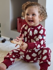 Corazones rojos - Polarn O. Pyret Organic Cotton Blend Sleepsuit - Imagen 1 de 1