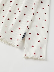 Polarn O Pyret White Organic Cotton Heart Print Ribbed Top - Image 4 of 4