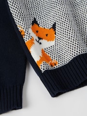 Polarn O. Pyret Blue Organic Cotton Christmas Jumper - Image 5 of 6