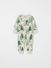 Polarn O Pyret Natural Organic Cotton Christmas Forest Sleepsuit - Image 1 of 1