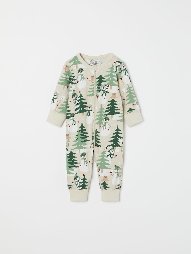 Polarn O Pyret Natural Organic Cotton Christmas Forest Sleepsuit - Image 1 of 1 Polarn O Pyret Natural Organic Cotton Christmas Forest Sleepsuit - Image 1 of 1
