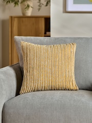 Ochre Yellow 43 x 43cm Two Tone Plait Textured Cushion - Image 1 of 5