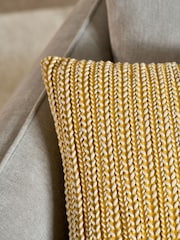 Ochre Yellow 43 x 43cm Two Tone Plait Textured Cushion - Image 2 of 5