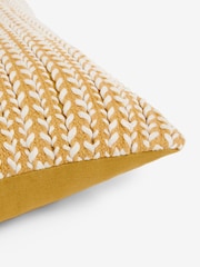 Ochre Yellow 43 x 43cm Two Tone Plait Textured Cushion - Image 5 of 5