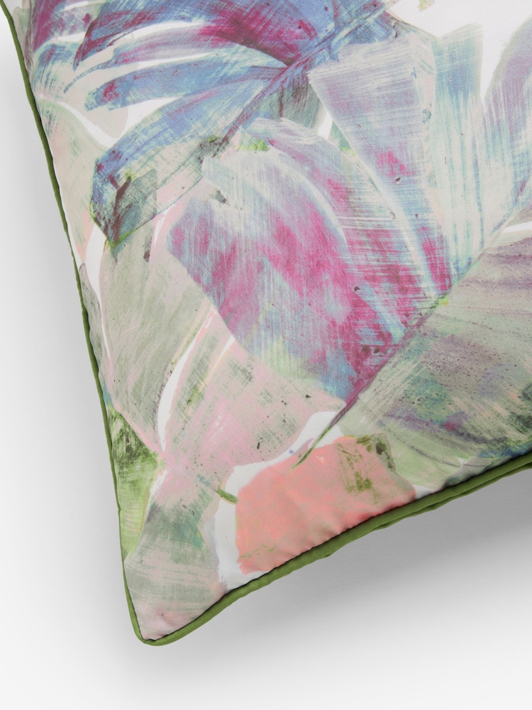 Dark Green Tropical Leaf Indoor Outdoor Cushion - Image 6 of 6
