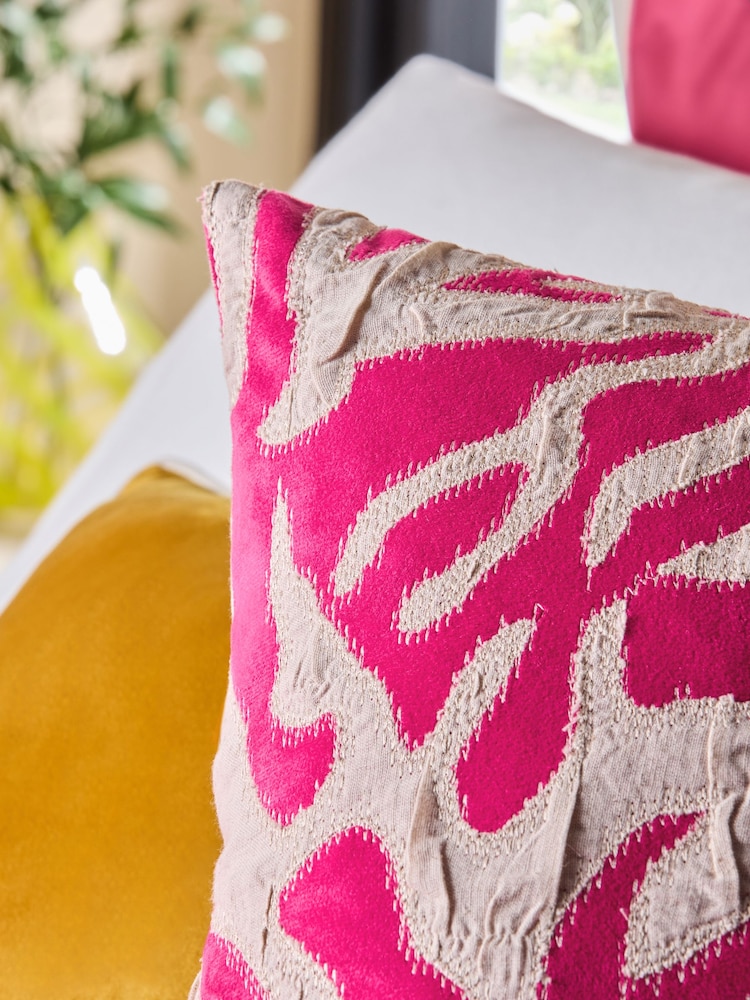 Fushsia Pink 50 x 50cm Abstract Velvet Dune Cushion - Image 2 of 5