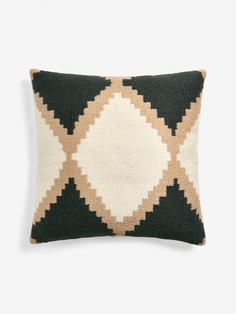 Monochrome Geometric Woven Indoor Outdoor 50 x 30cm Cushion - Image 4 of 6