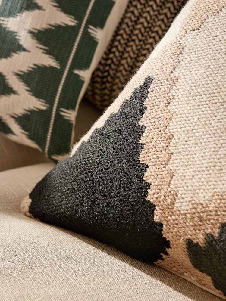 Monochrome Geometric Woven Indoor Outdoor 50 x 30cm Cushion - Image 5 of 6